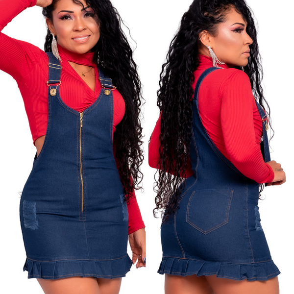 Vestido Jeans Midi Ziper