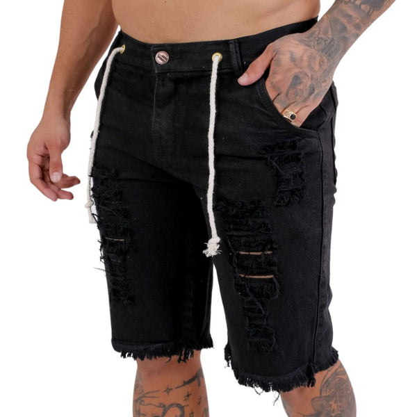 Bermuda Masculina Jeans Preto